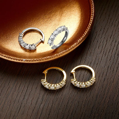 Quintet Moissanite Gold Plated Earrings