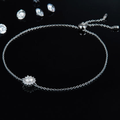 Bracelete Raio de Sol Moissanites e Prata Folheada à Ouro Branco 14k - Loratta