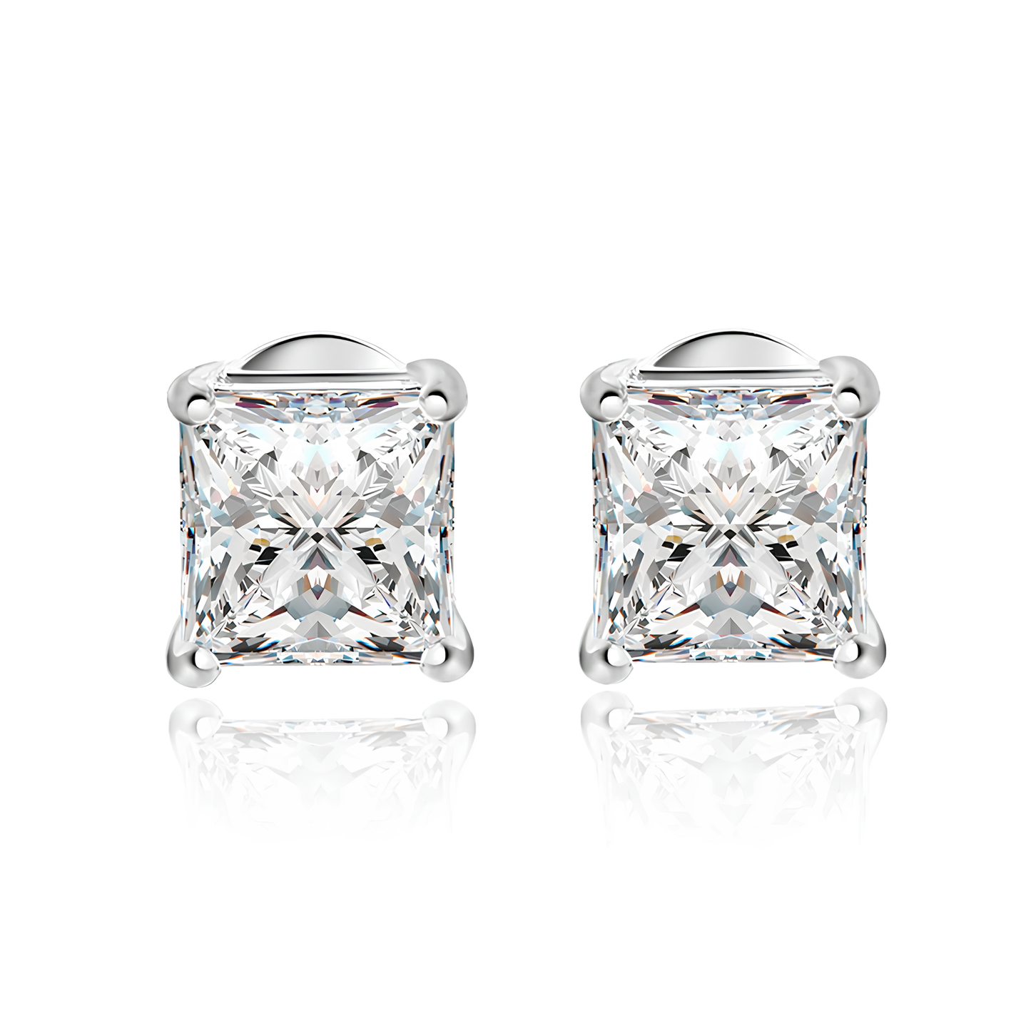 Royal Princess Cut Moissanite Gold Plated Earrings