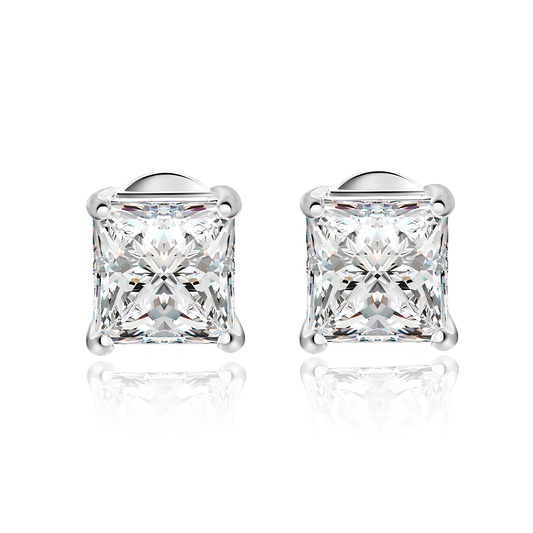 Royal Princess Cut Moissanite Gold Plated Earrings