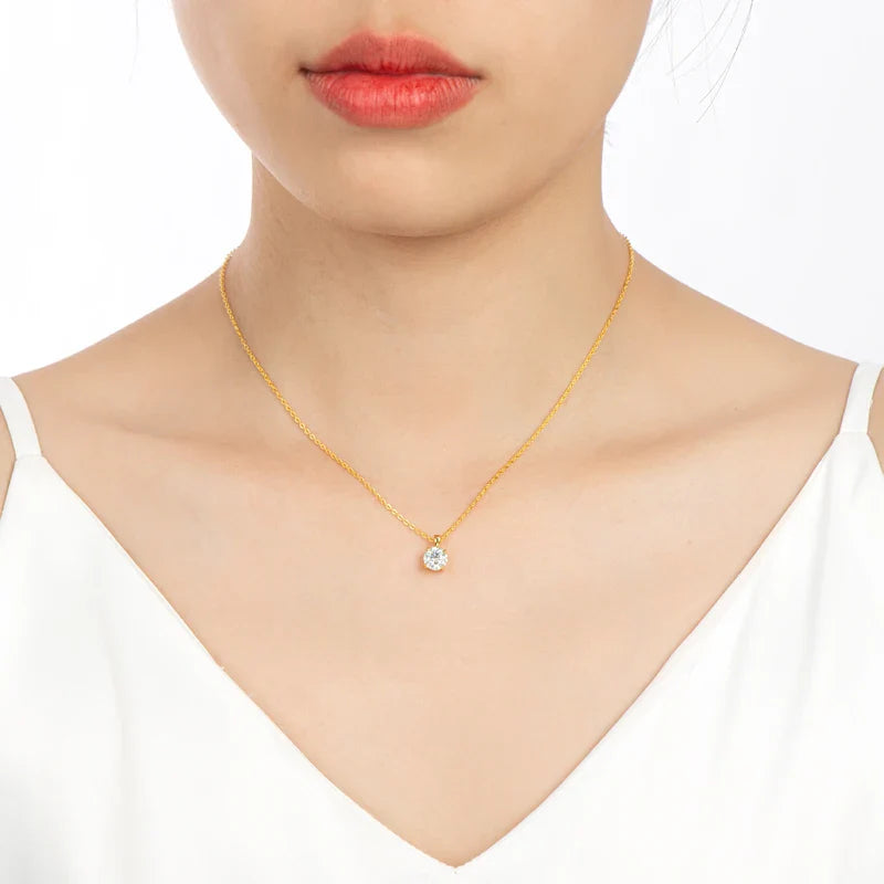 Radiant 4 Claws Moissanite Gold Plated Necklace