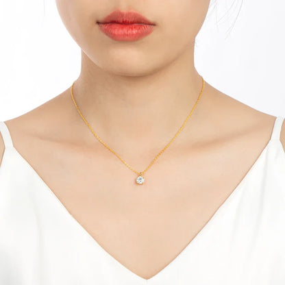 Radiant 4 Claws Moissanite Gold Plated Necklace