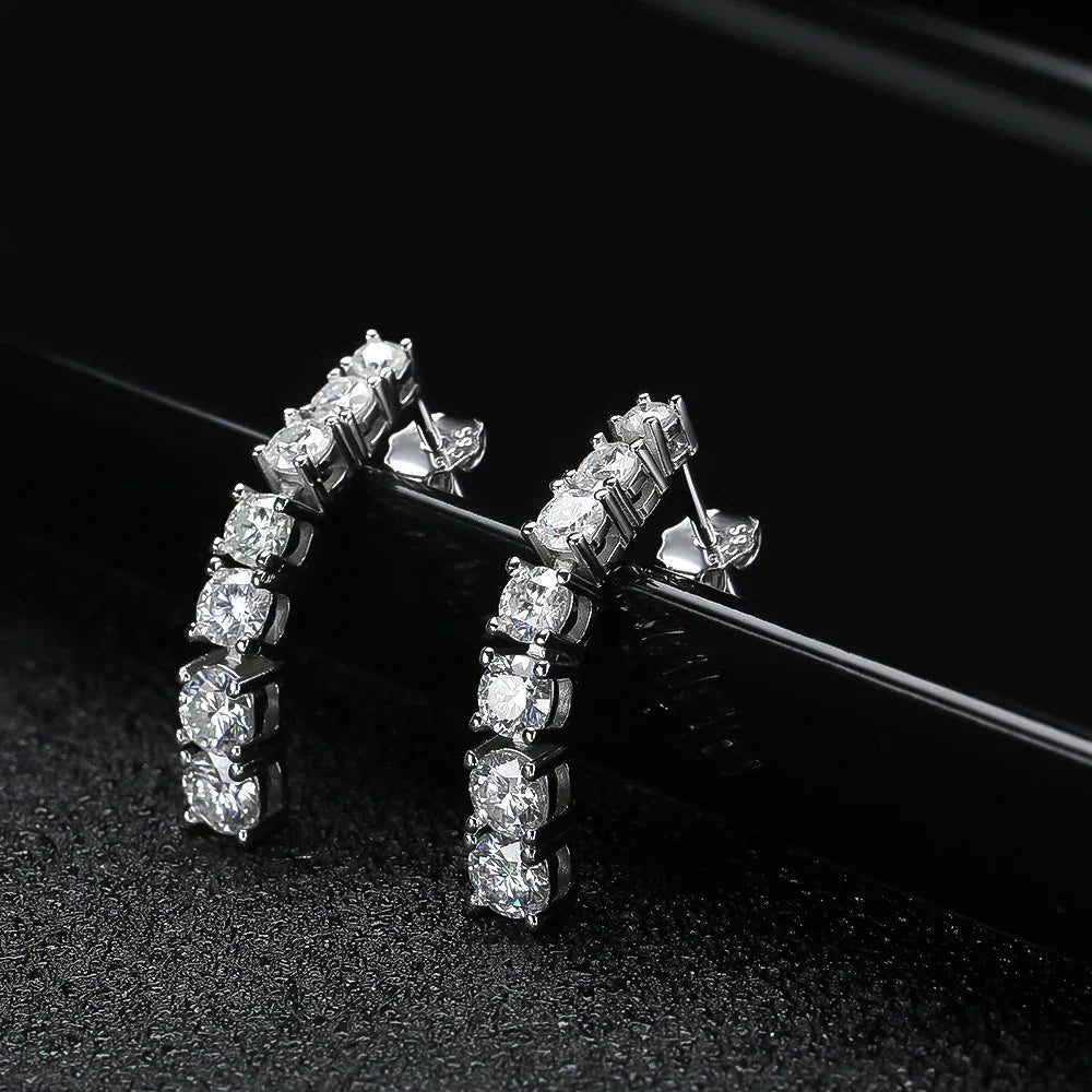 Brinco Pendente Moissanites Cravejados Prata Folheada à Ouro Branco 18k - Loratta