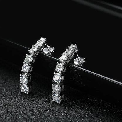Brinco Pendente Moissanites Cravejados Prata Folheada à Ouro Branco 18k - Loratta