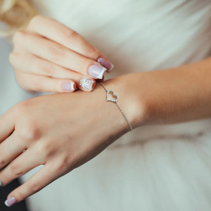 Bracelete Pure Love Moissanites e Prata Folheada à Ouro Branco 14k - Loratta
