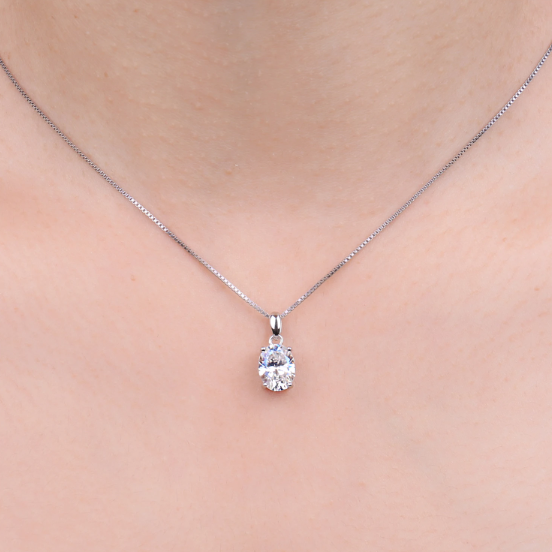 Oval Grace Moissanite White Gold Plated Necklace