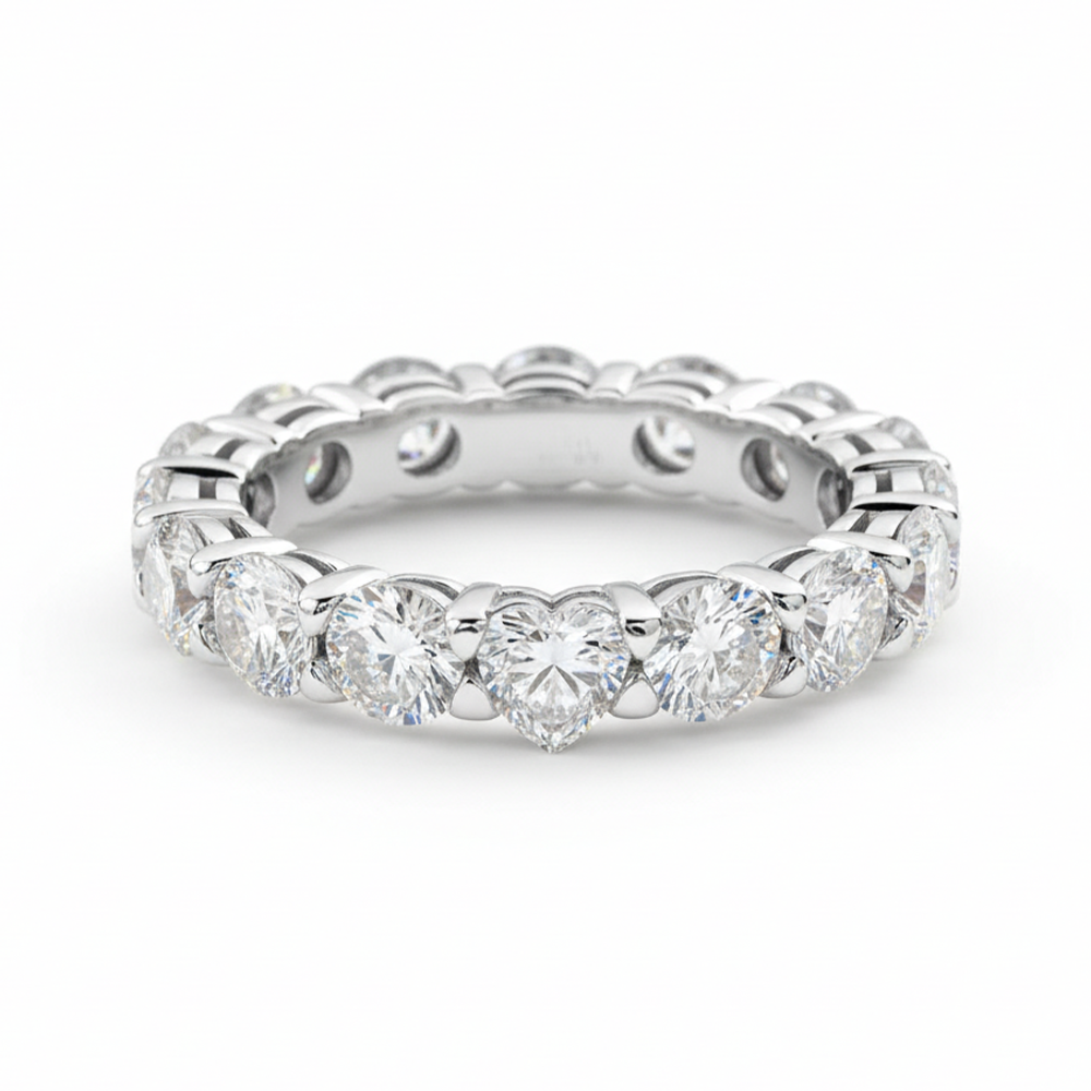 Lovely Heart Cut Moissanite Gold Plated Eternity Ring