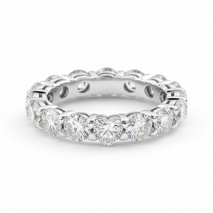 Lovely Heart Cut Moissanite Gold Plated Eternity Ring