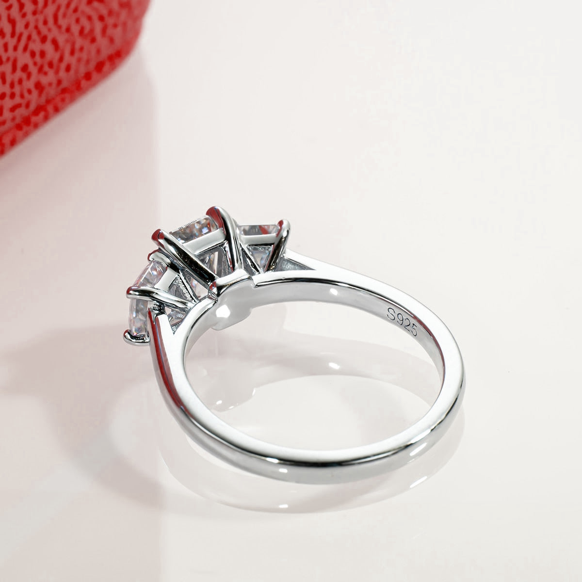 Triplet Emerald Cut Moissanite Gold Plated Ring