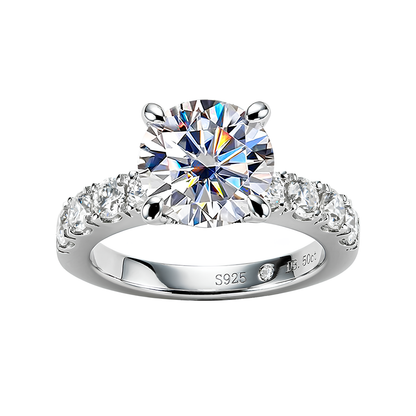 Royal Pavé Band Moissanite Solitaire Gold Plated Ring